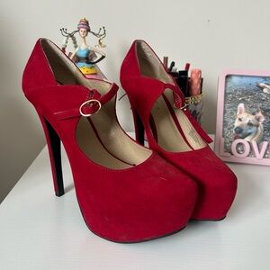 Elegant Red Platform Heels